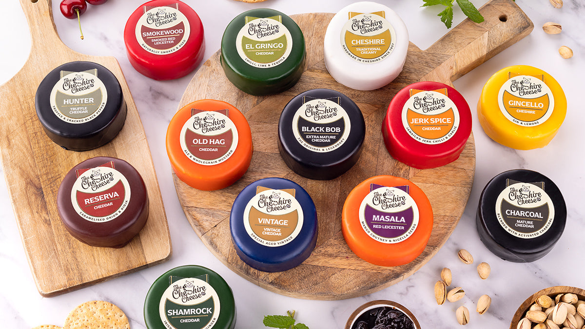 Cheshire Cheese Company full Truckles Range on wide Board shot