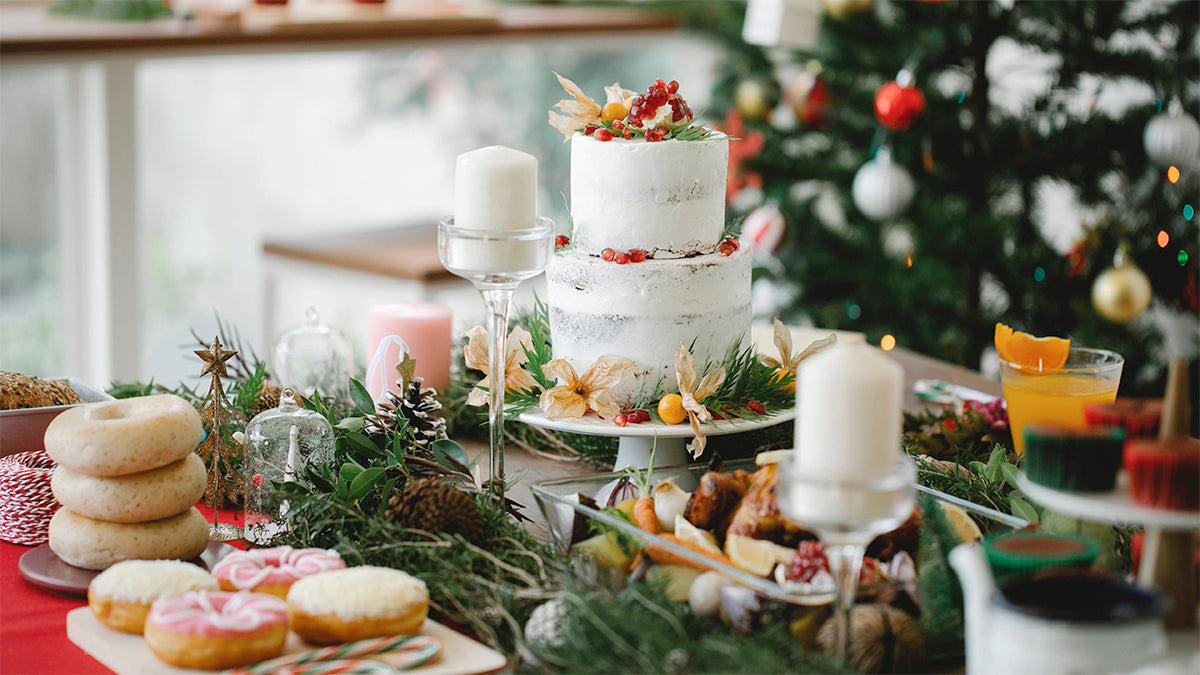 Festive landscape Christmas Cake with Cheese Pairing