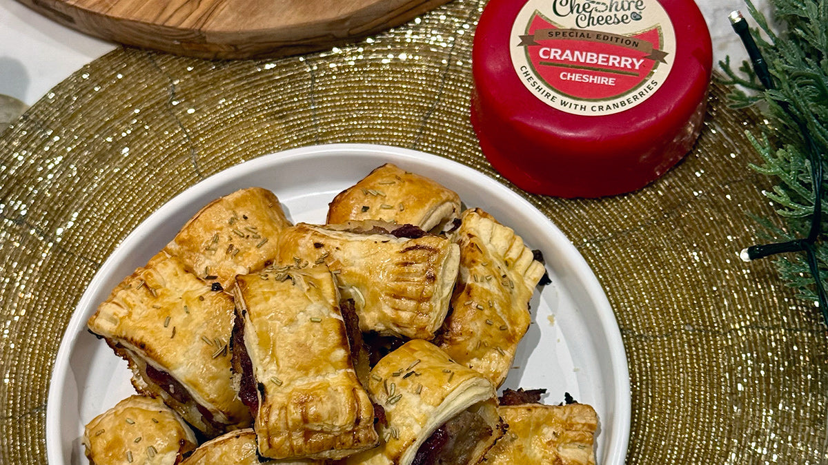 Festive Cranberry Sausage Rolls with Cranberry Cheshire Cheese
