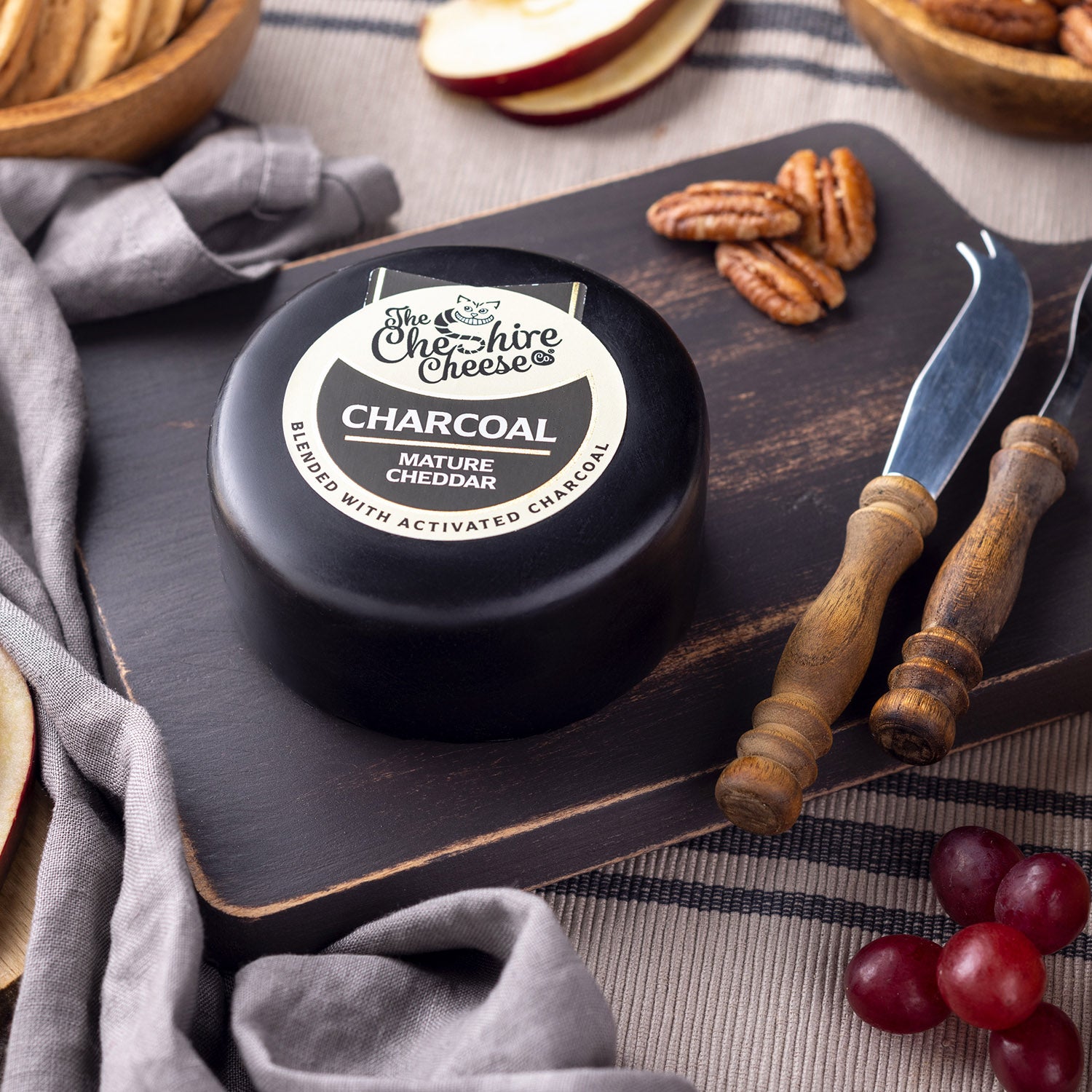 6 x Charcoal, Charcoal Cheddar Waxed Truckles