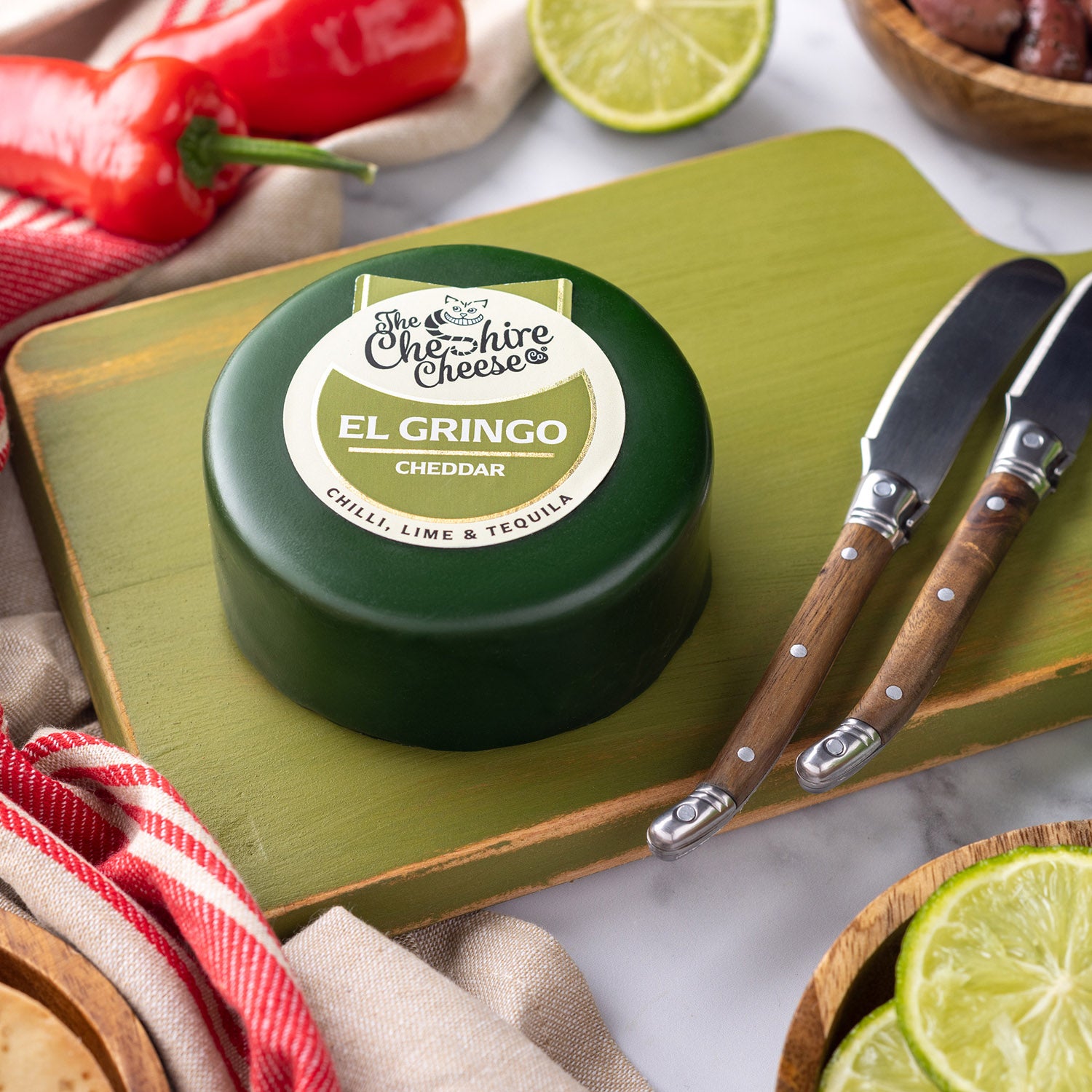 El Gringo - Chilli, Lime & Tequila Cheddar Cheese - Waxed Truckle 200g