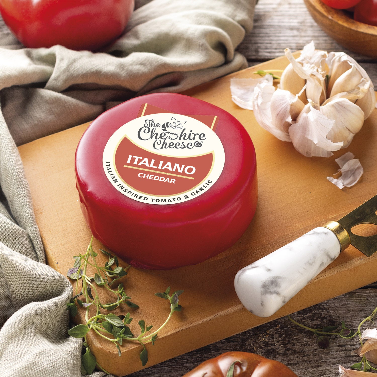 6 x Italiano, Tomato & Garlic Cheddar Waxed Truckles