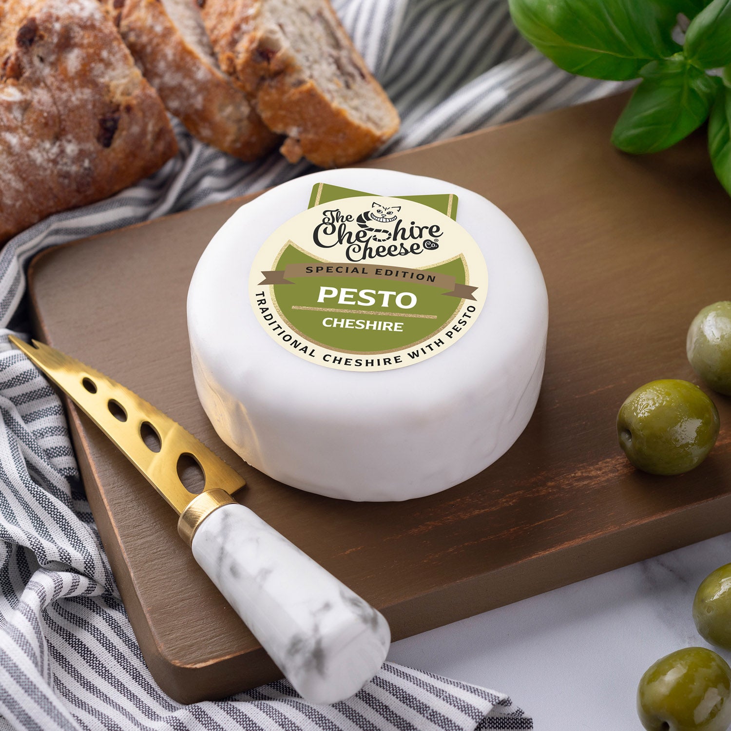 6 x Pesto, Cheshire with Basil Pesto Cheshire Waxed Truckles
