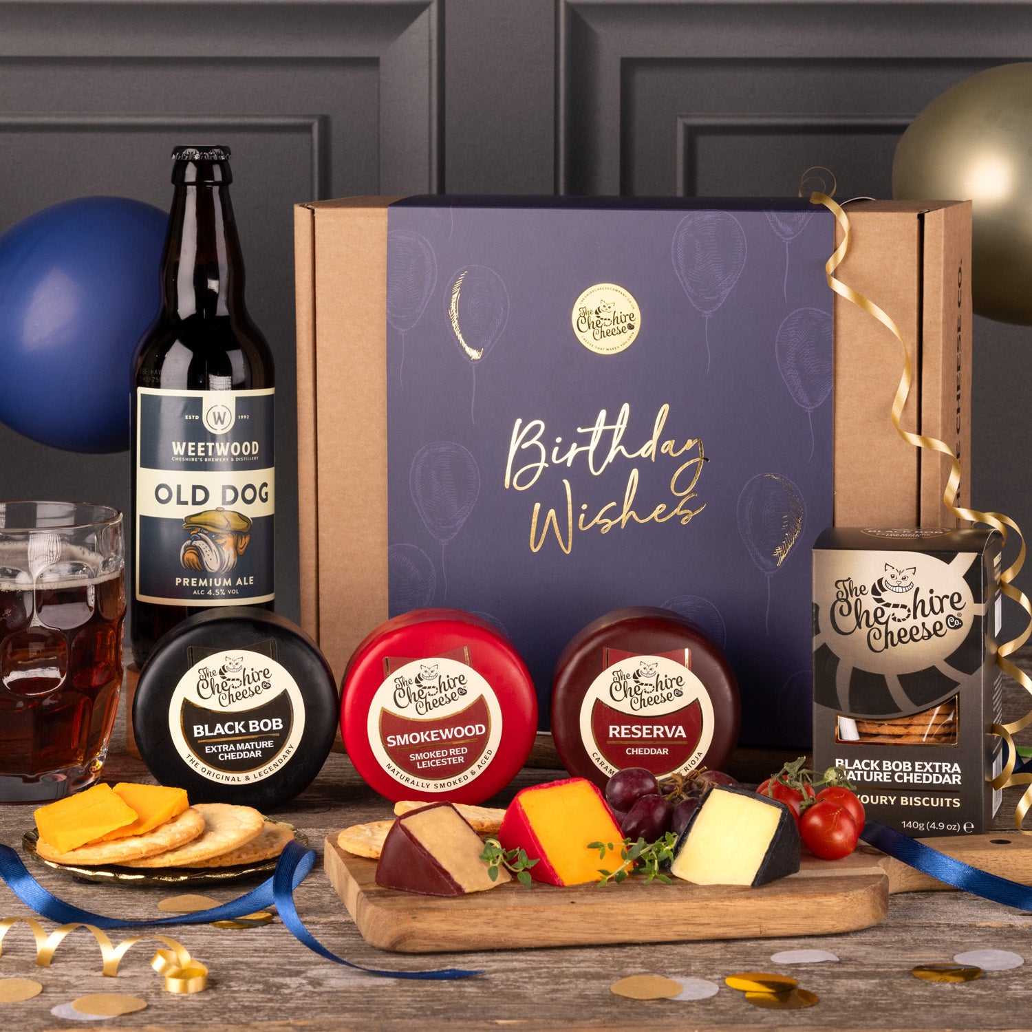 Birthday Wishes Cheese & Cheers Hamper