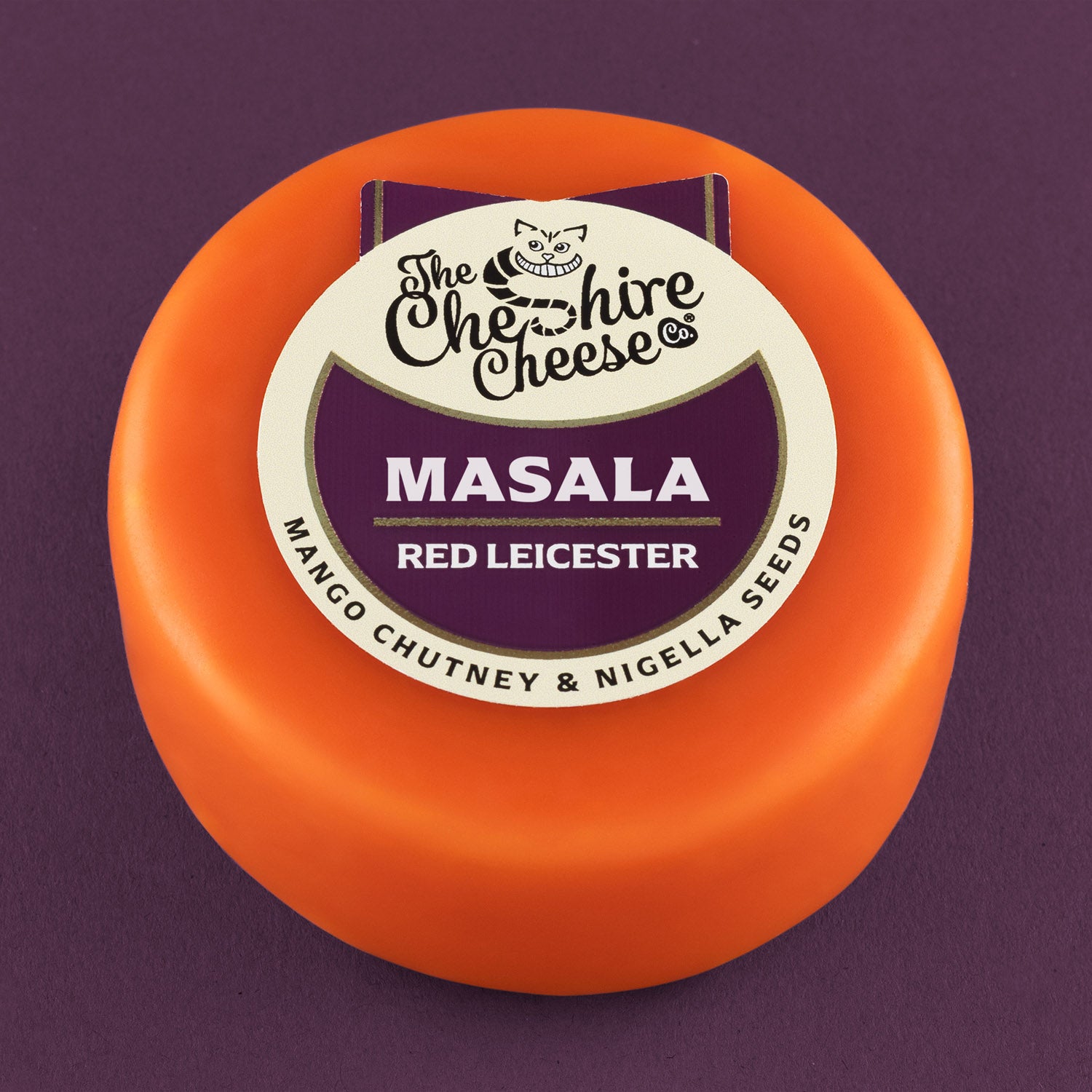 Masala - Spiced Mango Chutney & Nigella Seeds Red Leicester Cheese - Waxed Truckle 200g