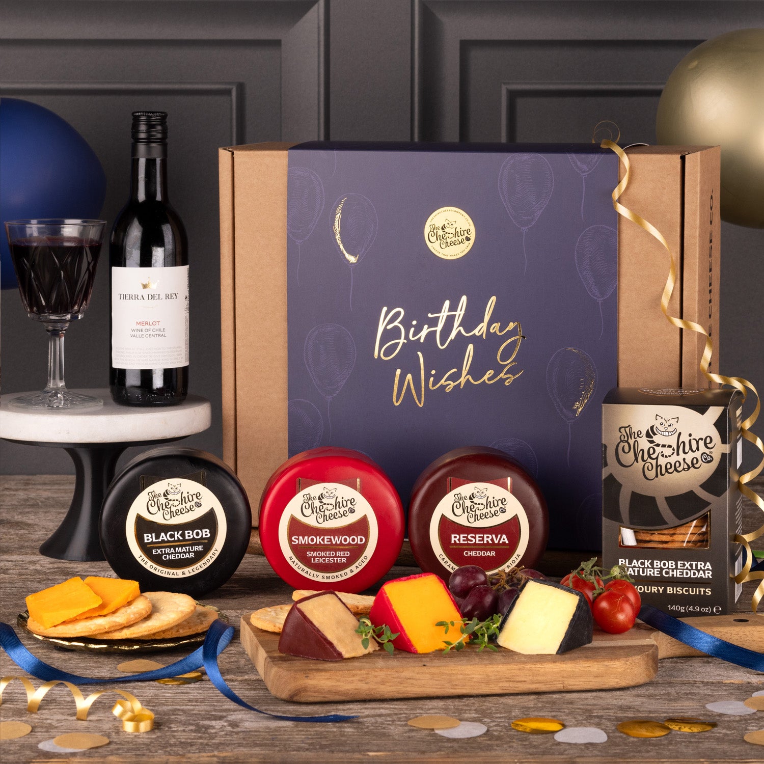 Birthday Wishes Cheese & Cheers Hamper