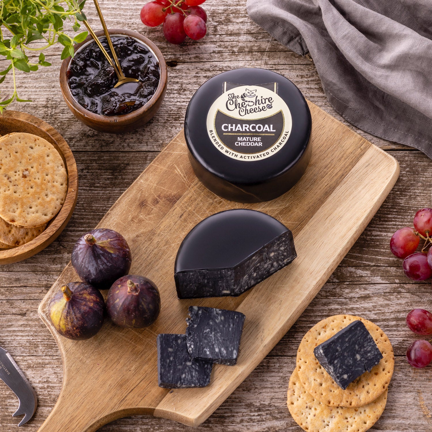 6 x Charcoal, Charcoal Cheddar Waxed Truckles