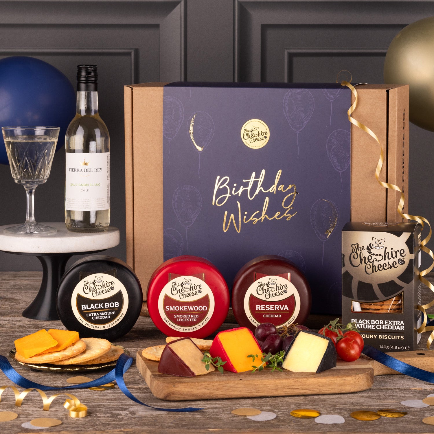 Birthday Wishes Cheese & Cheers Hamper
