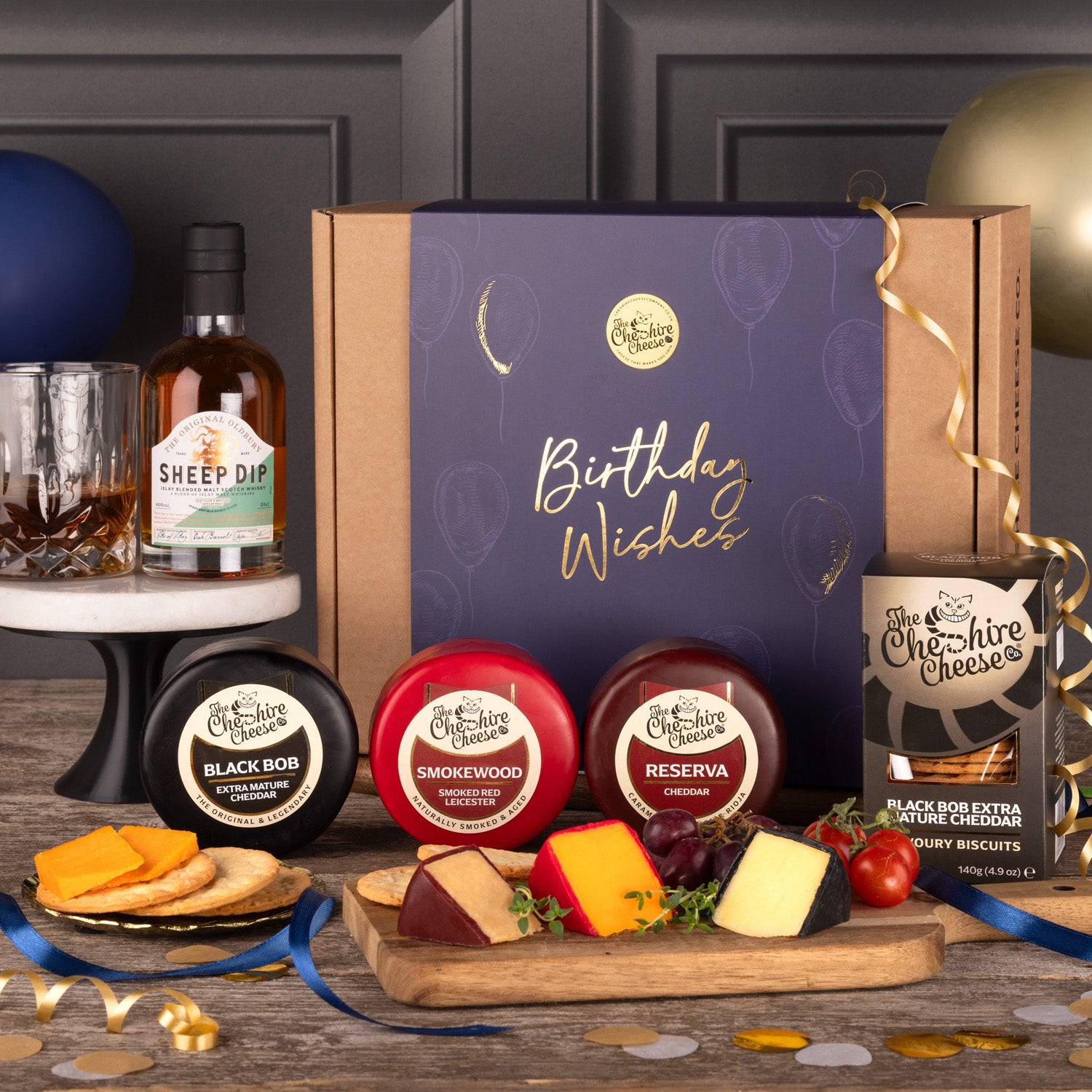 Birthday Wishes Cheese & Cheers Hamper