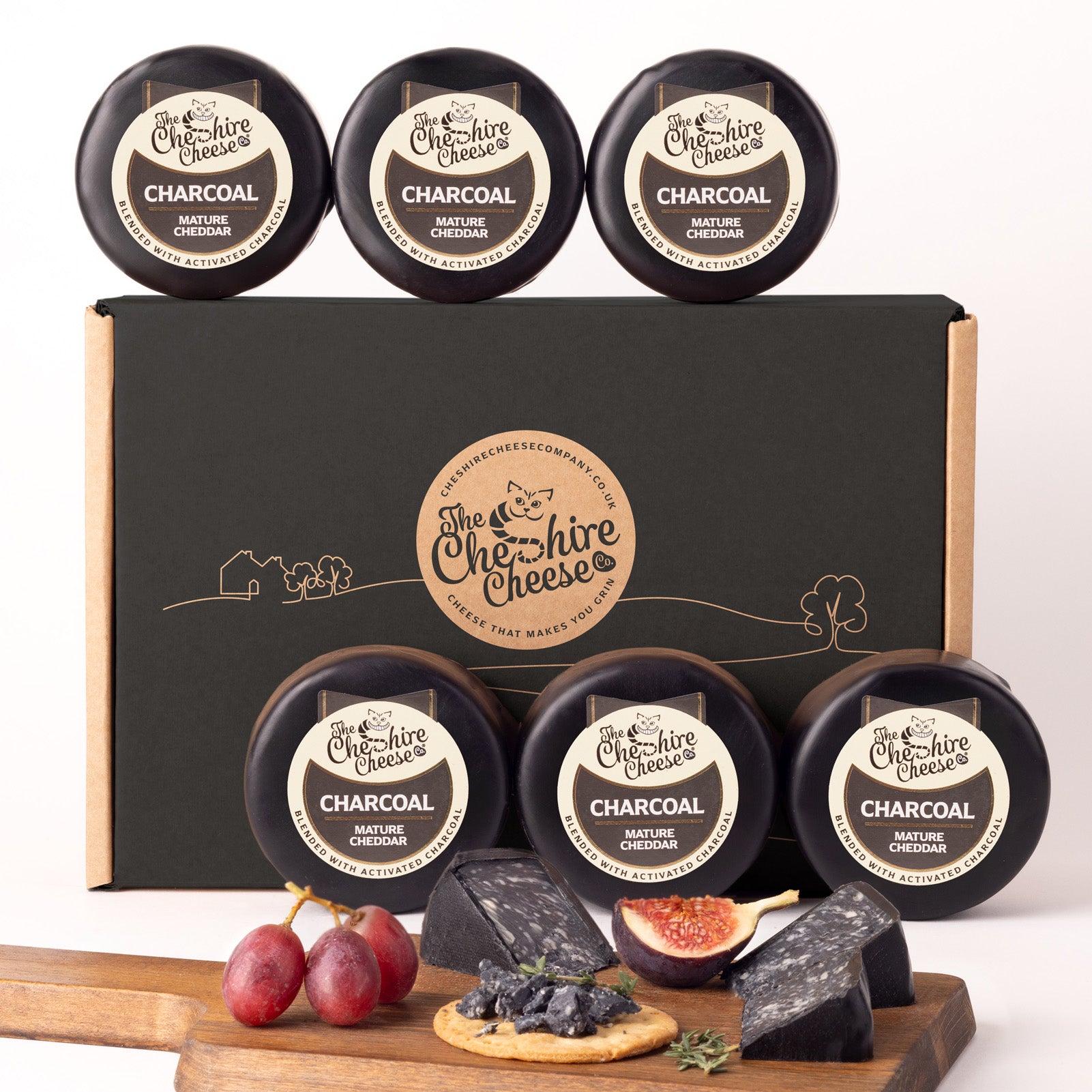 6 x Charcoal, Charcoal Cheddar Waxed Truckles