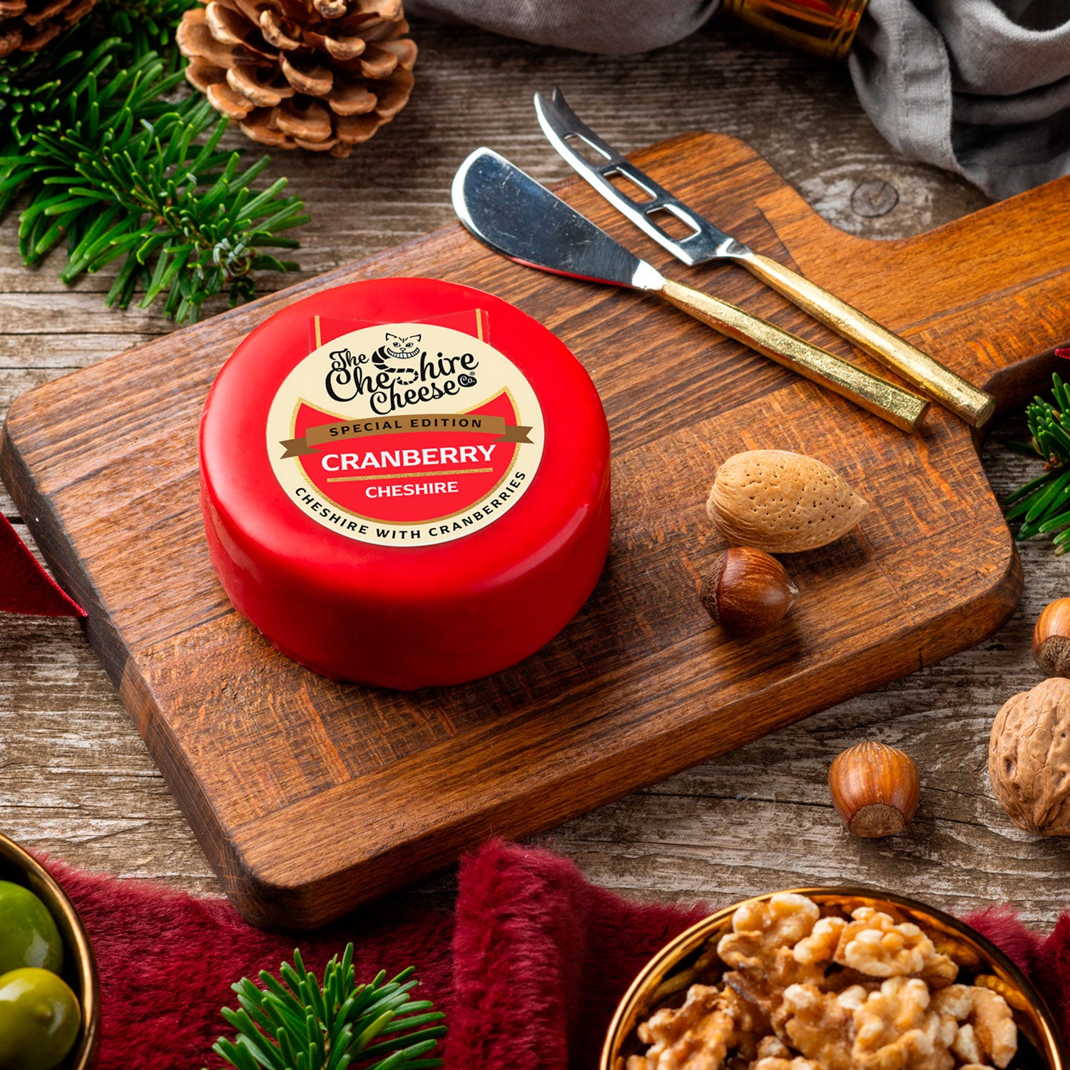Cranberry - Cheshire and Cranberry Cheese - Waxed Truckle 200g