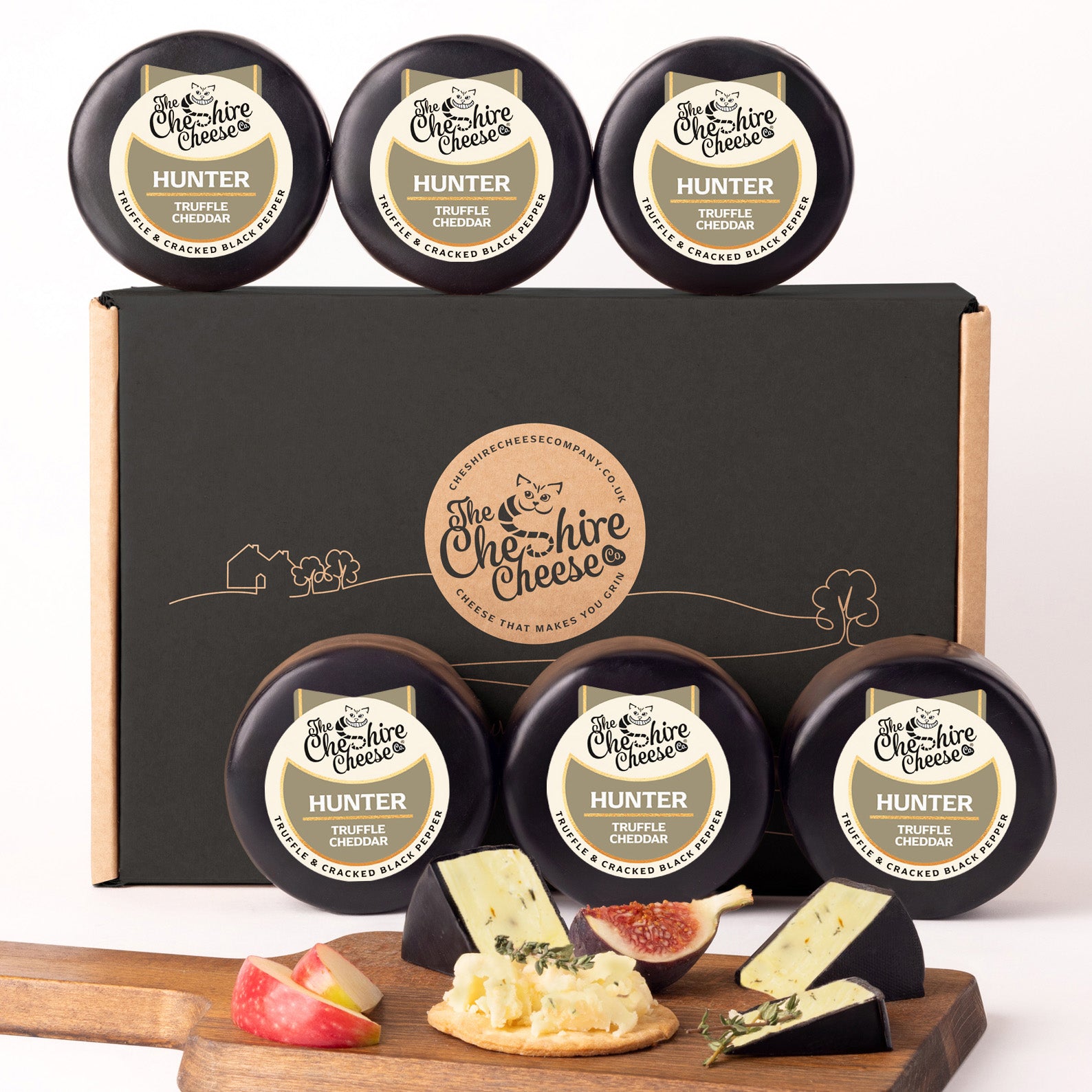 6 x Hunter, Truffle & Black Pepper Cheddar Waxed Truckles