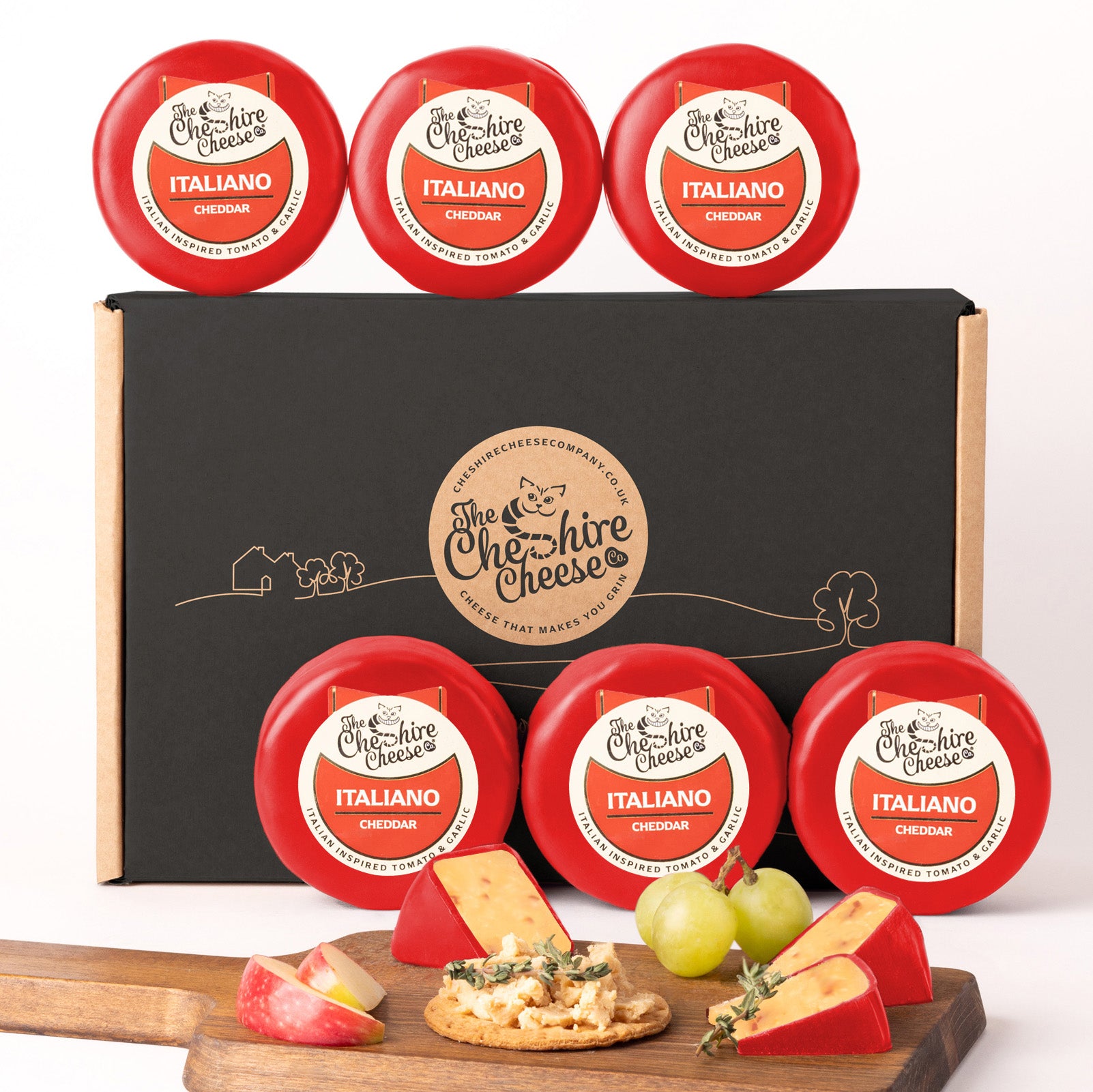 6 x Italiano, Tomato & Garlic Cheddar Waxed Truckles