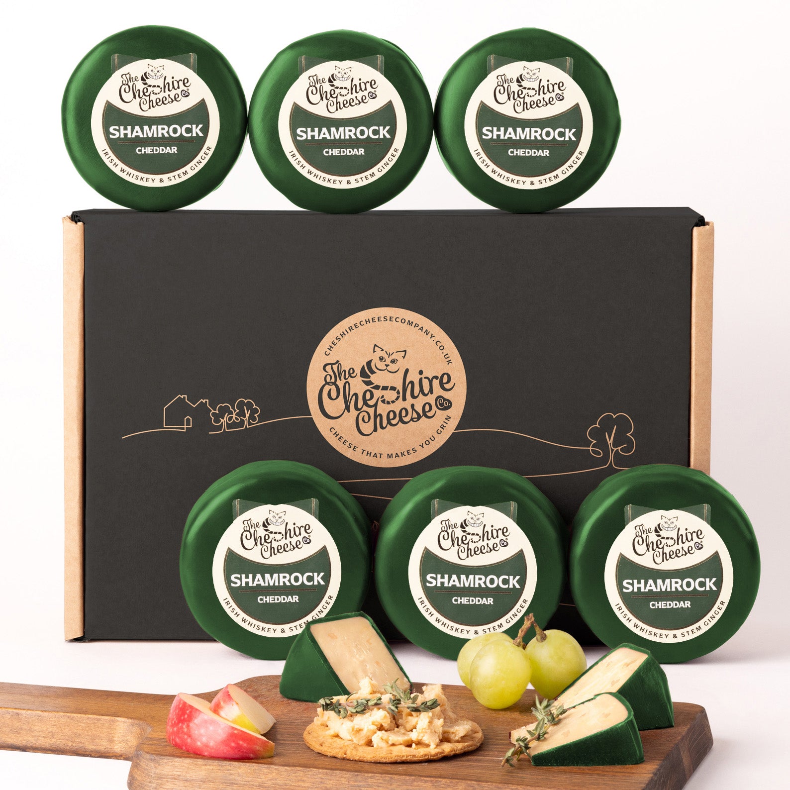 6 x Shamrock, Irish Whiskey & Ginger Cheddar Waxed Truckles